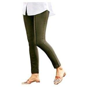 Soft Surroundings Rochelle Ruffle Seam Straight Leg Pull-On Stretch Ankle Pants
